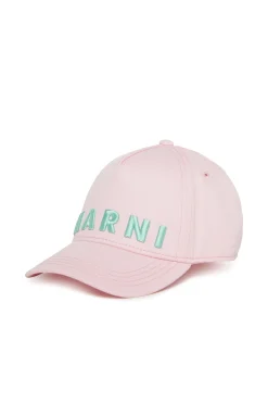 Hats And Caps | Logomania>MARNI Branded gabardine baseball cap light pink