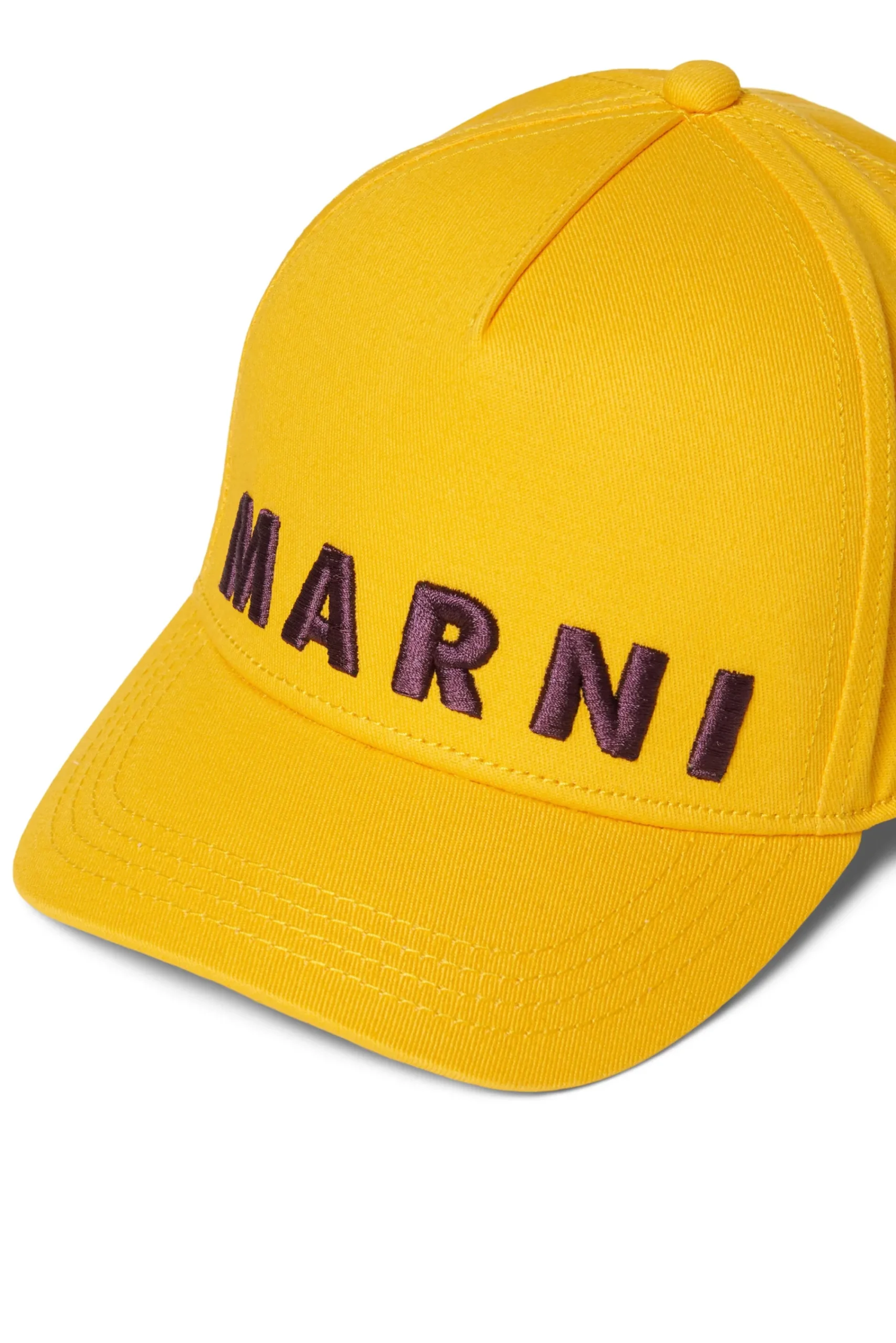 Hats And Caps | Logomania>MARNI Branded gabardine baseball cap intense yellow