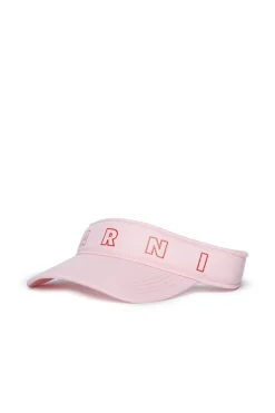 Hats And Caps | Logomania>MARNI Branded gabardine visor with Outline logo light pink