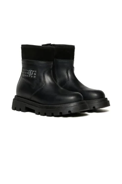 Boots And Combat Boots | Boots And Combat Boots>MM6 MAISON MARGIELA Branded leather midi boots black