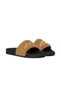 Slippers And Sandals | Slippers And Sandals>DSQUARED2 Branded teddy slides warm camel