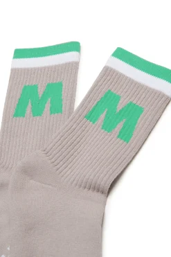 Socks | Logomania>MARNI Branded terry socks light grey