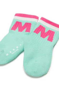 Accessories | Logomania>MARNI Branded terry socks placid blue