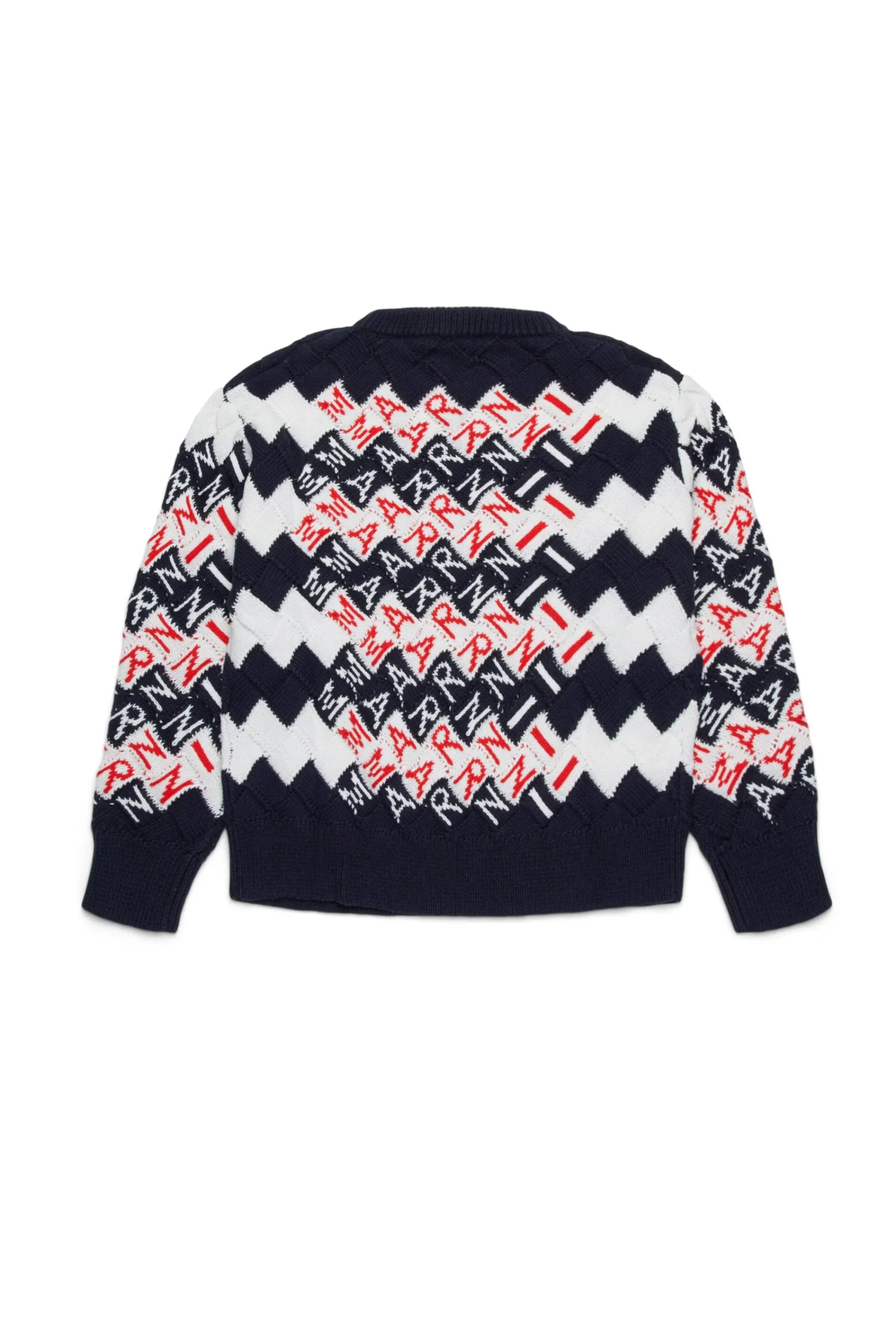 Knitwear | Knitwear>MARNI Cable-knit pullover with Promenade pattern blue navy