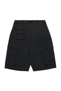 Shorts | Shorts>MM6 MAISON MARGIELA Cargo shorts branded with Numeric logo black