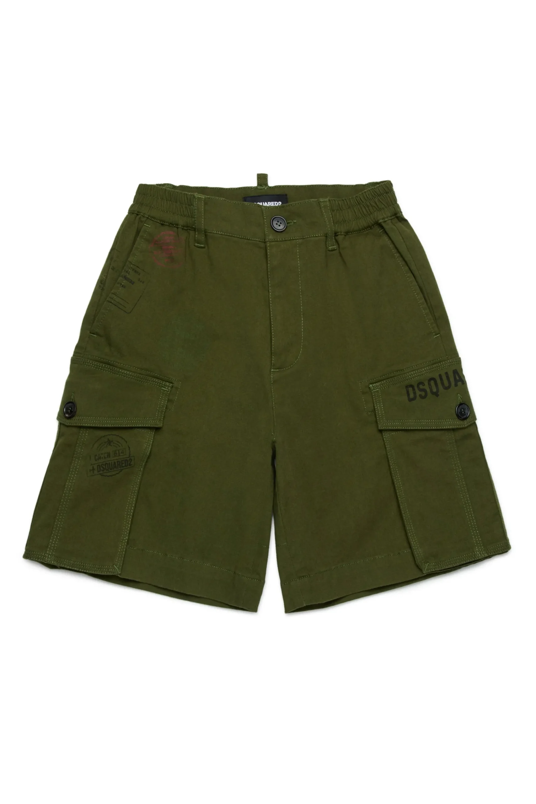 Shorts>DSQUARED2 Cargo shorts with Passport graphics dark olive green