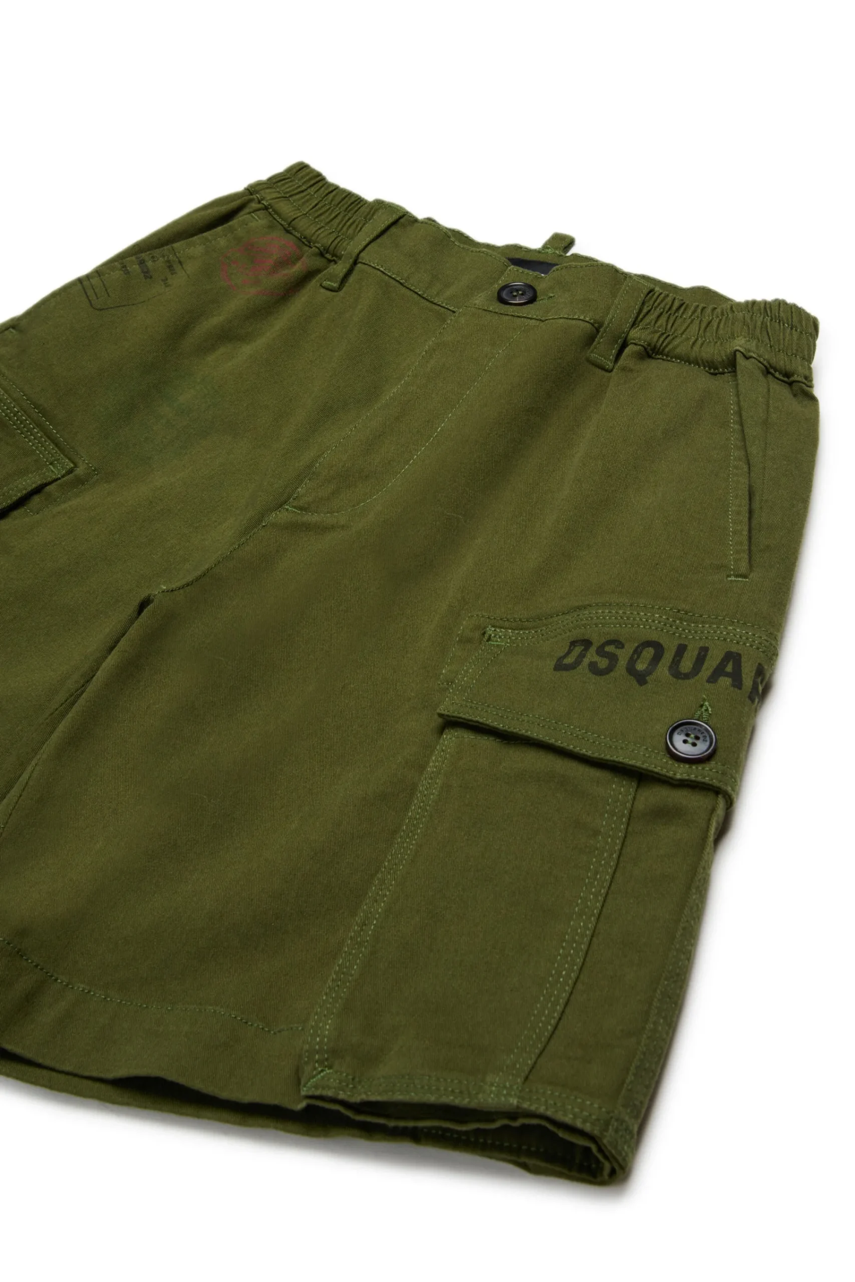 Shorts>DSQUARED2 Cargo shorts with Passport graphics dark olive green