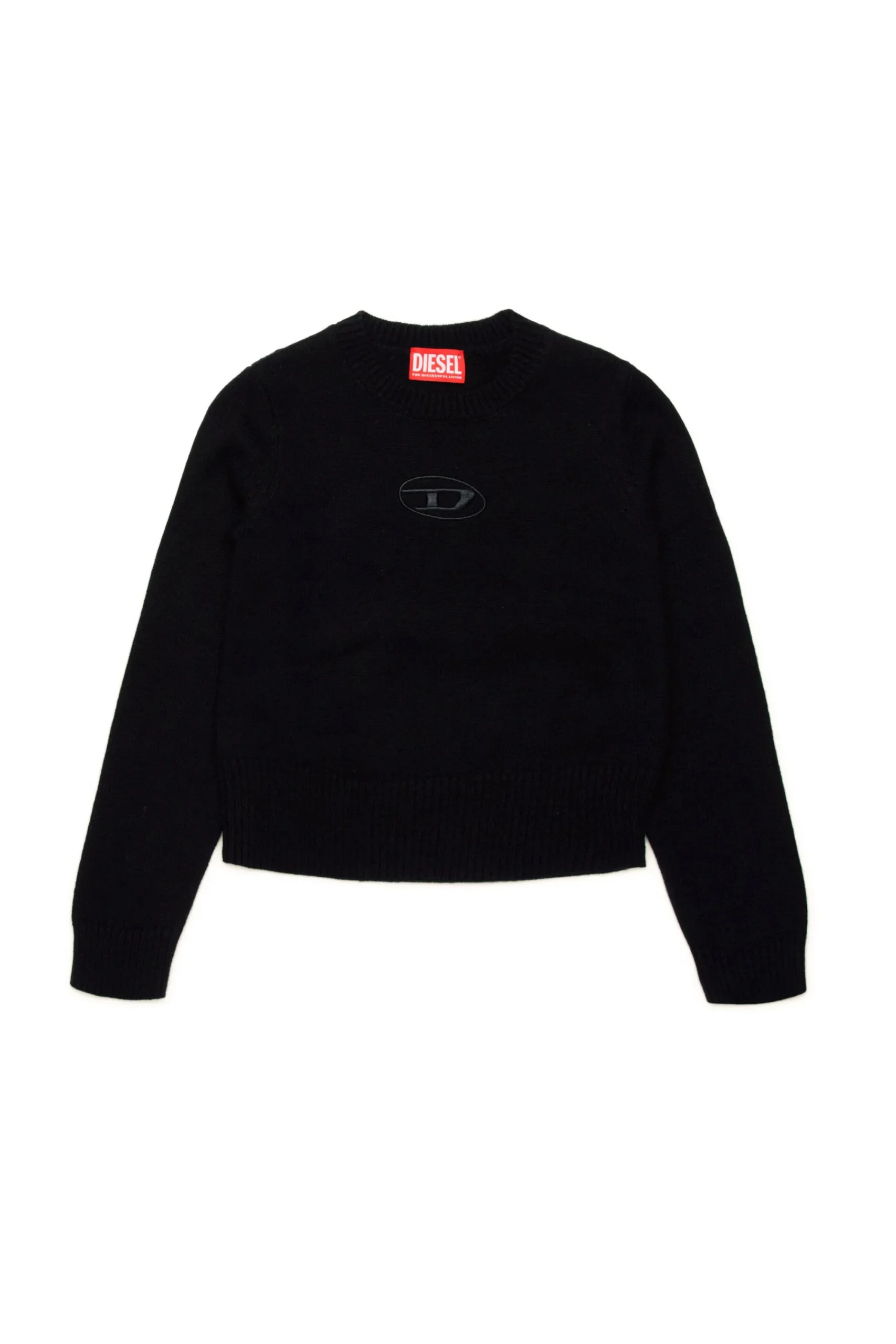 Knitwear>DIESEL Cashmere-blend plain knitted pullover black