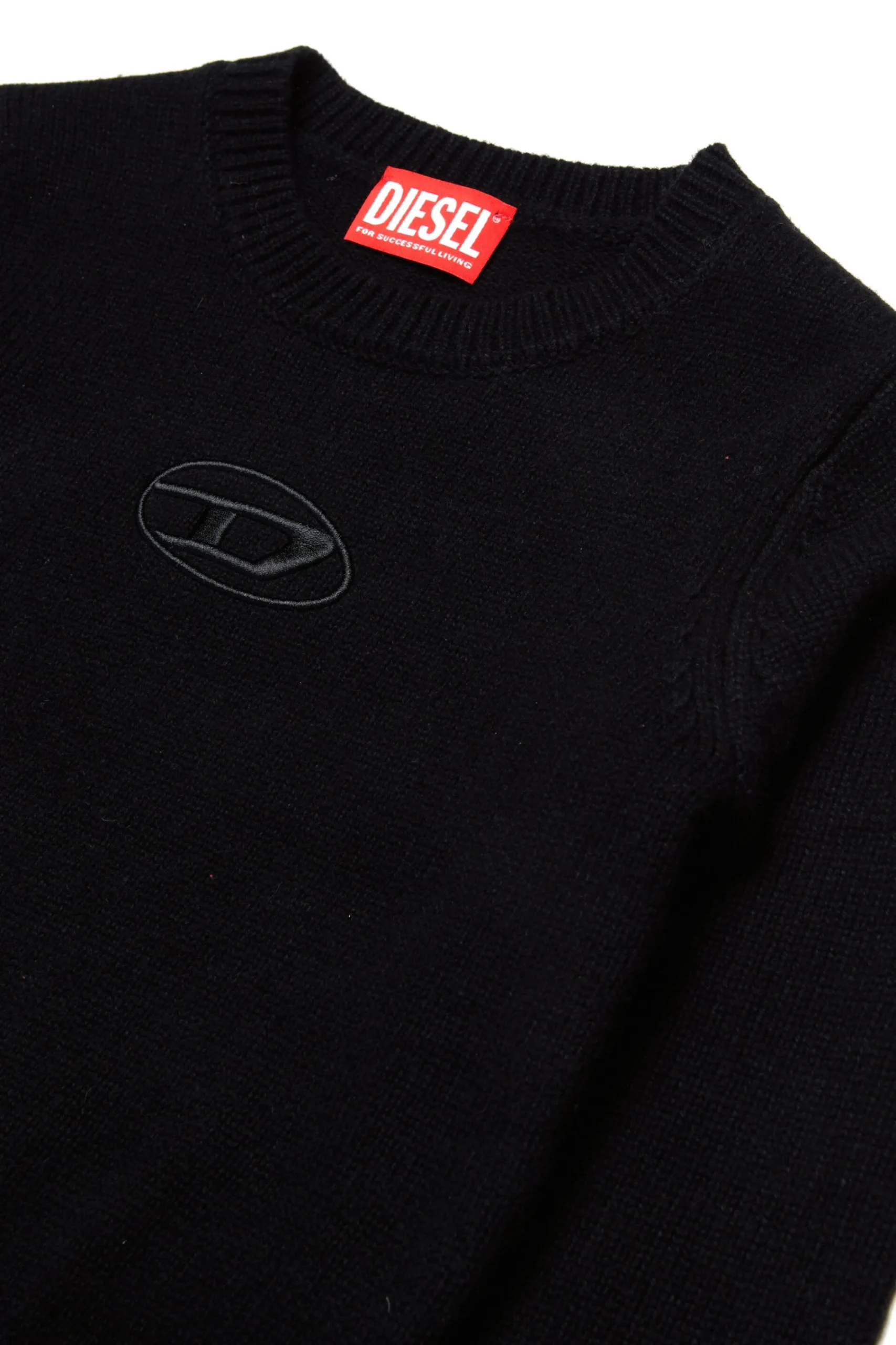 Knitwear>DIESEL Cashmere-blend plain knitted pullover black