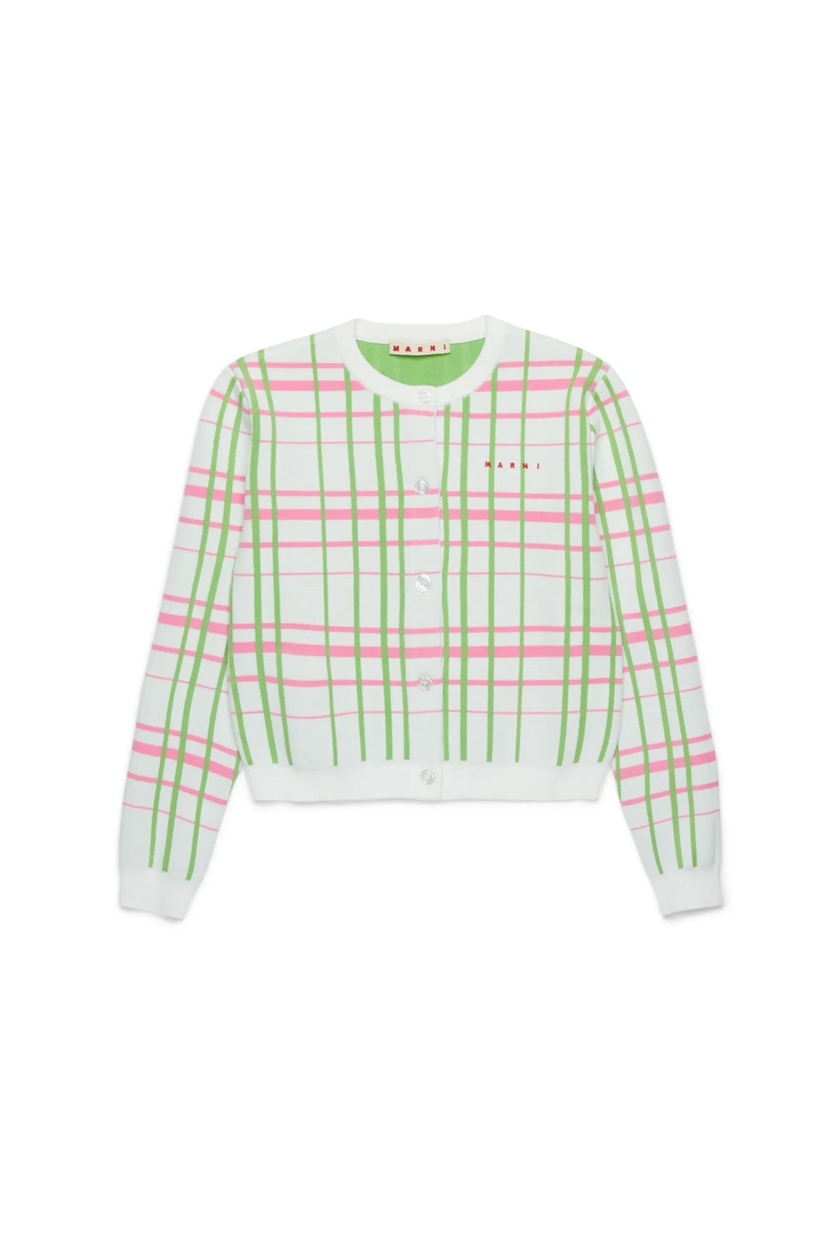 Knitwear>MARNI Check allover knit cardigan milk