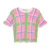 Knitwear>MARNI Check allover ribbed knit top begonia pink