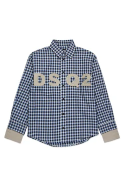 Logomania | Logomania>DSQUARED2 Check allover shirt with DSQ2 logo blue surf the web