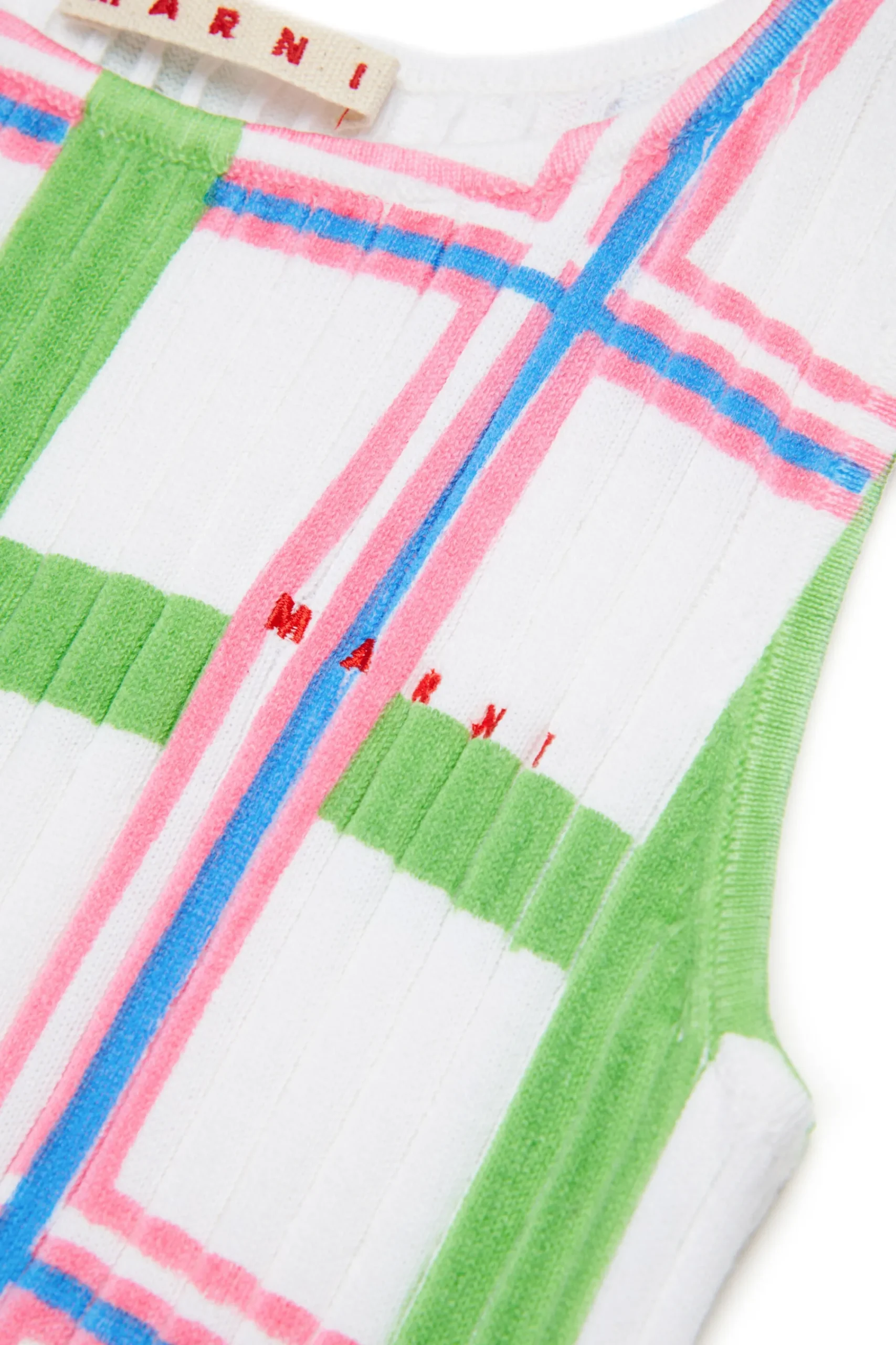 Dresses>MARNI Check-check allover knit sheath dress milk