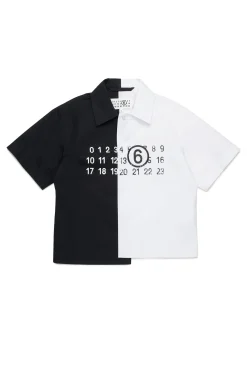 Shirts | Logomania>MM6 MAISON MARGIELA Colorblock poplin re-cut shirt black