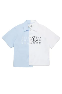 Shirts | Logomania>MM6 MAISON MARGIELA Colorblock poplin re-cut shirt white