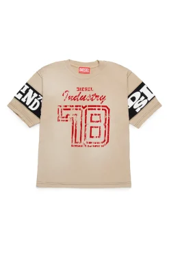 Activewear | Activewear>DIESEL Colorblock T-shirt with college graphics beige
