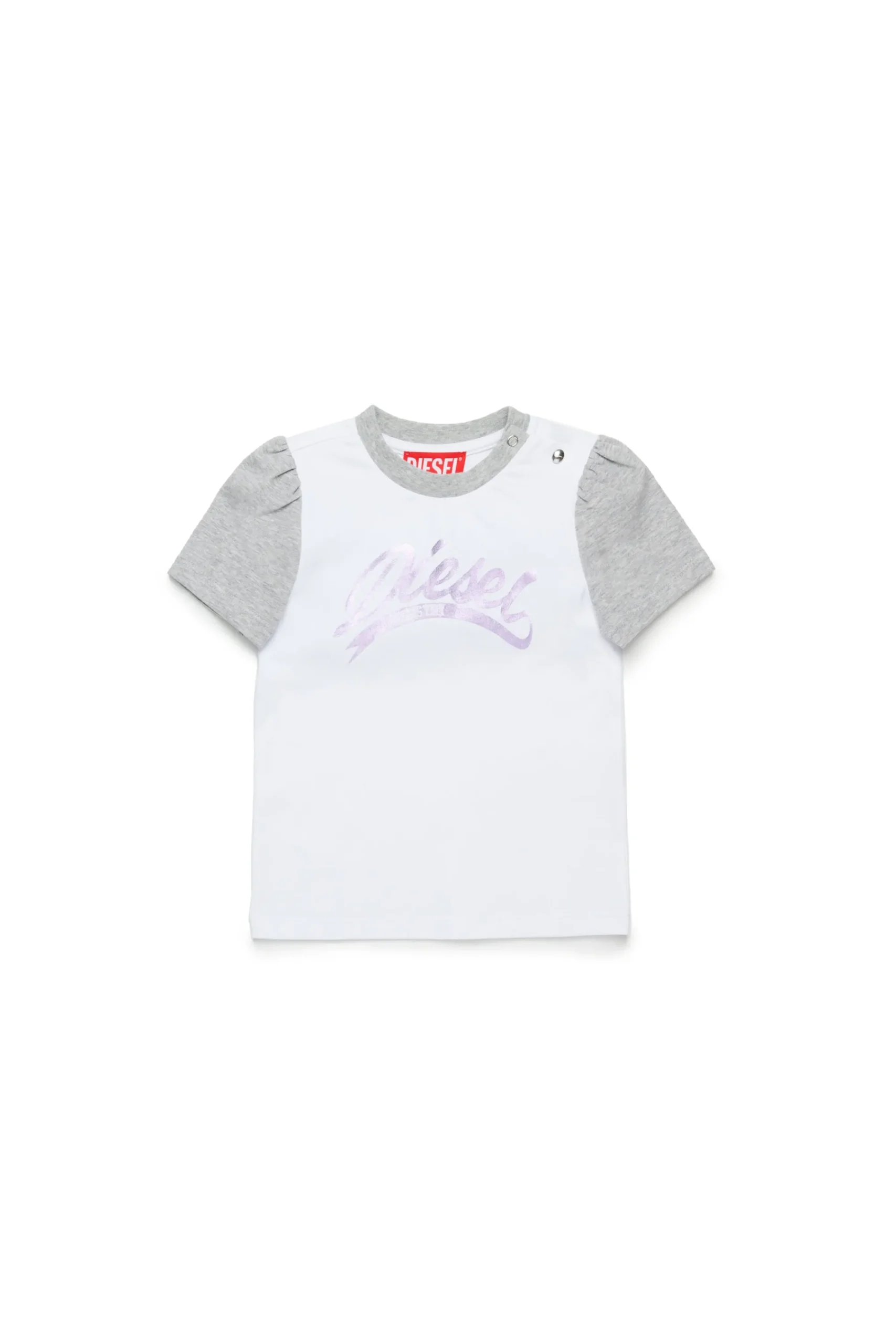 T-Shirts | Logomania>DIESEL Colorblock T-shirt with mylar graphics white