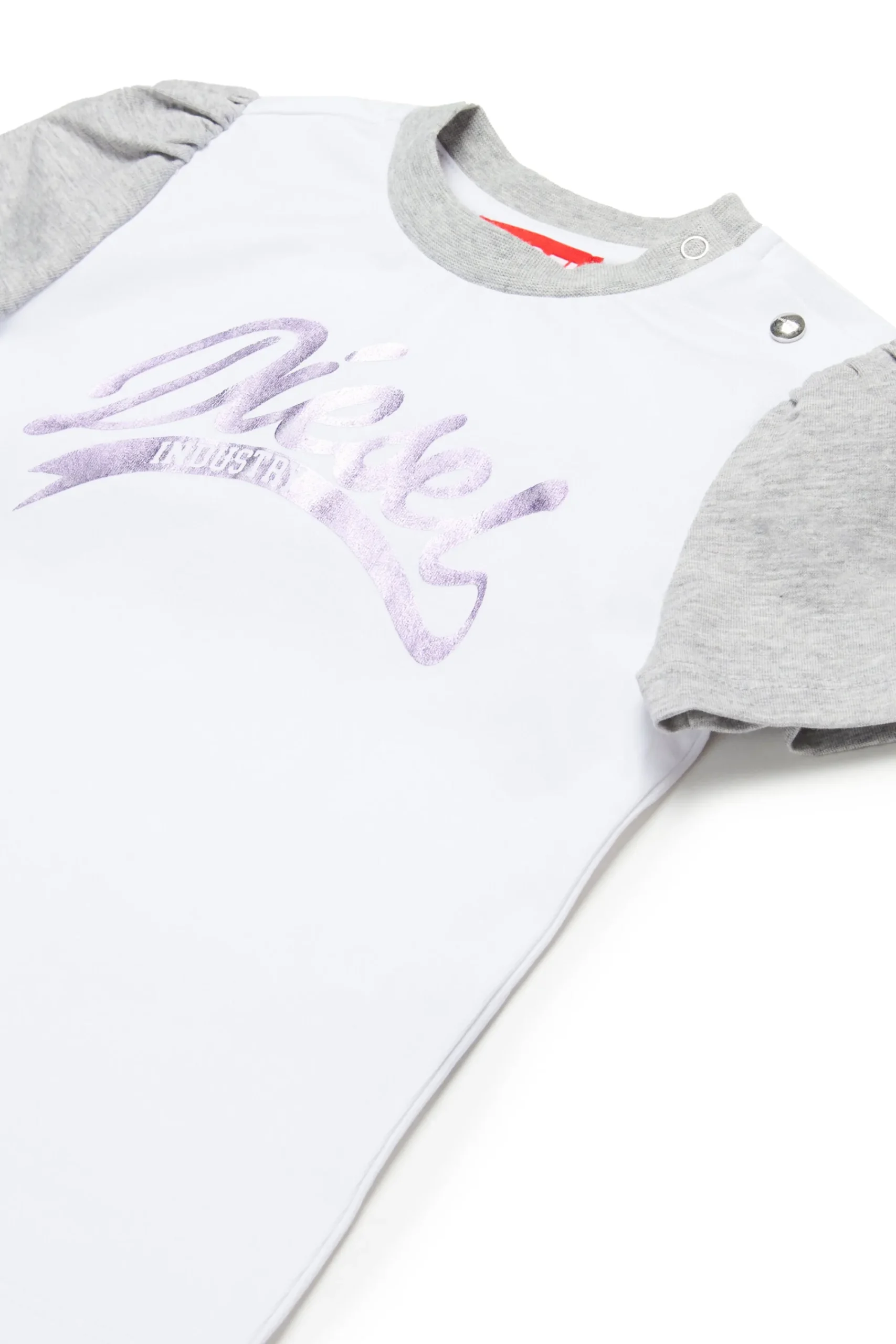 T-Shirts | Logomania>DIESEL Colorblock T-shirt with mylar graphics white