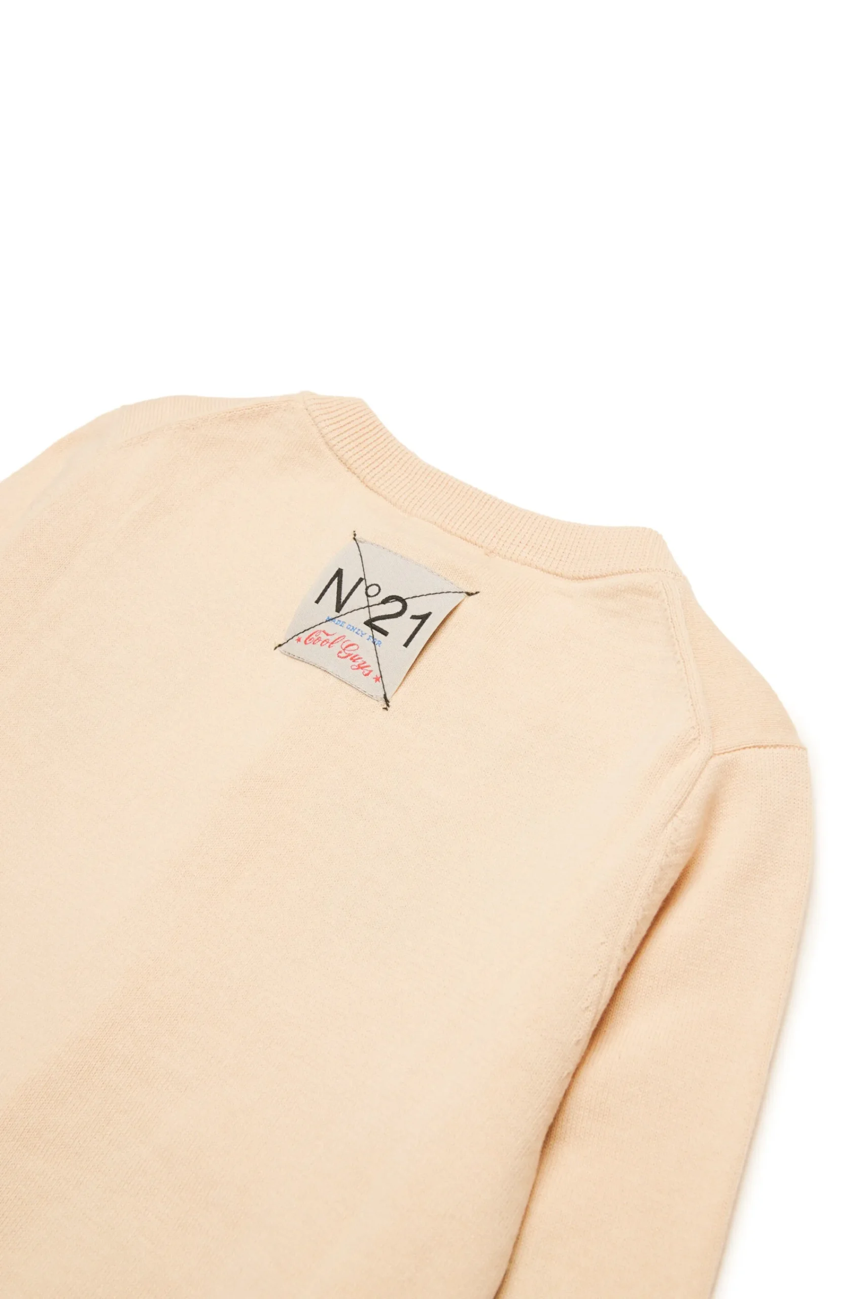 Knitwear>N°21 Cotton cardigan with inlay Palm trees creamy white