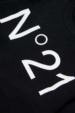 Sweatshirts | Sweatshirts>N°21 Cotton crew-neck sweatshirt with logo black