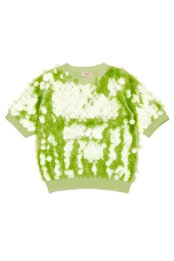 Knitwear>N°21 Cotton knit with maxi sequins light mint green