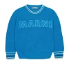 Logomania | Logomania>MARNI Cotton pullover with Mended patch medium bluette