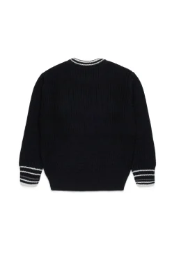 Knitwear | Logomania>MARNI Cotton pullover with Mended patch black