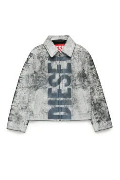 Logomania | Logomania>DIESEL Cracked-effect genuine leather jacket black