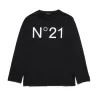 T-Shirts | T-Shirts>N°21 Crew-neck jersey T-shirt with logo denim black