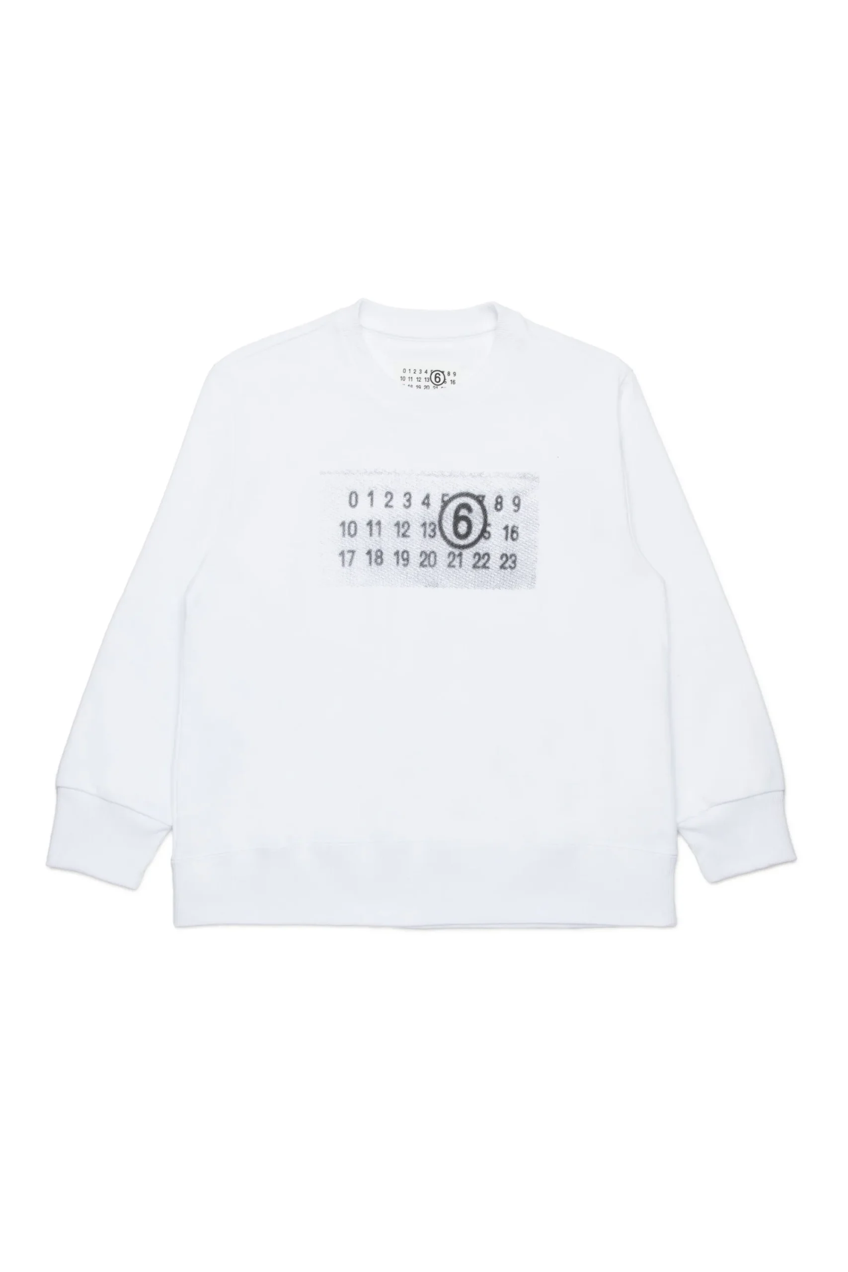 Sweatshirts | Logomania>MM6 MAISON MARGIELA Crew-neck sweatshirt branded with Numeric Logo Pixel white
