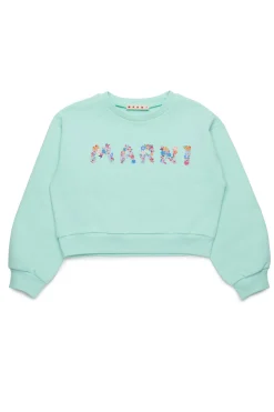 Sweatshirts | Logomania>MARNI Crew-neck sweatshirt branded with Holiday Logo placid blue