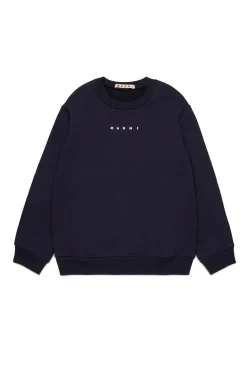Sweatshirts | Activewear>MARNI Crew-neck sweatshirt branded with logo blue navy