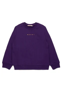 Sweatshirts | Activewear>MARNI Crew-neck sweatshirt branded with logo violet