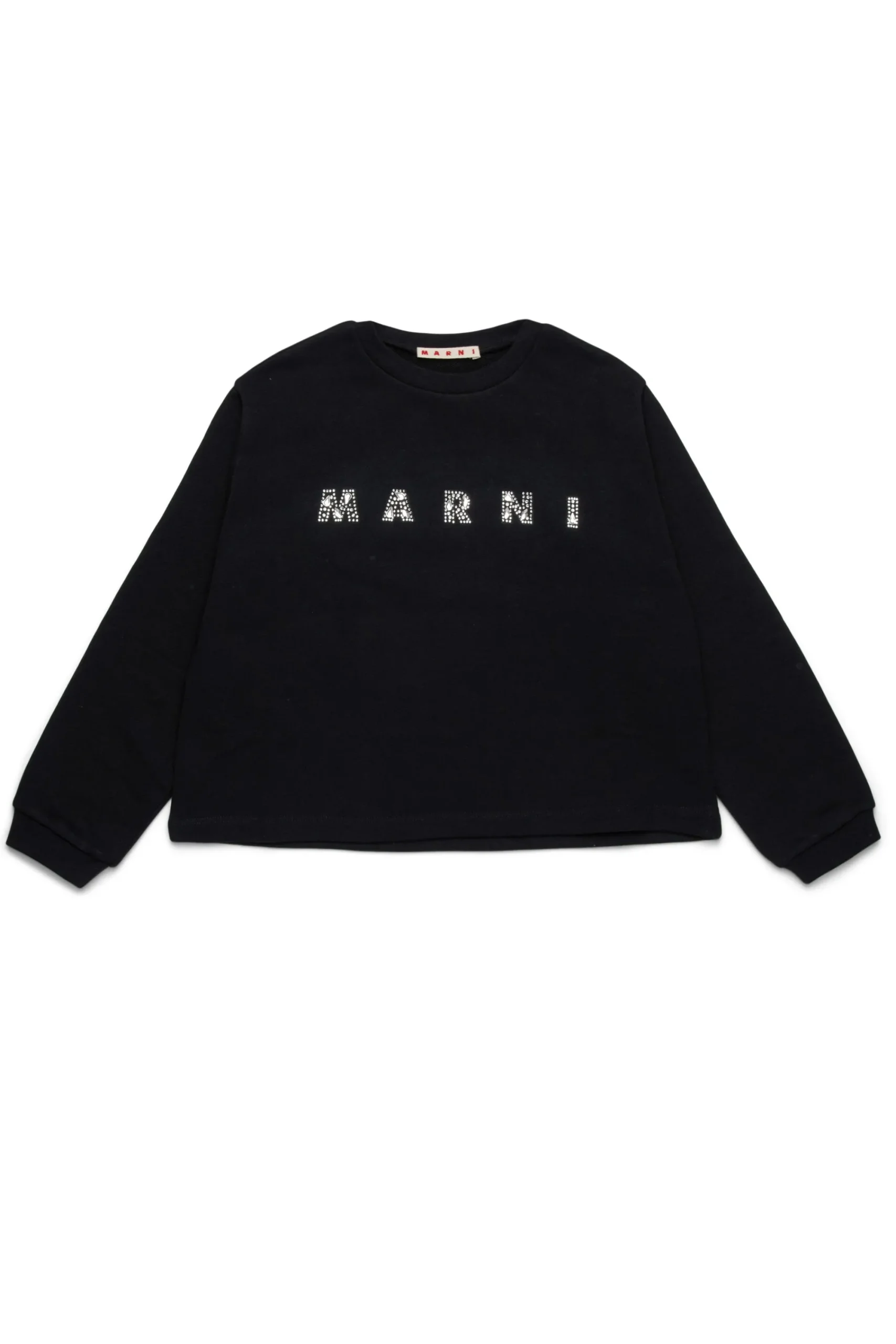 Sweatshirts | Logomania>MARNI Crew-neck sweatshirt branded in Rhinestones black