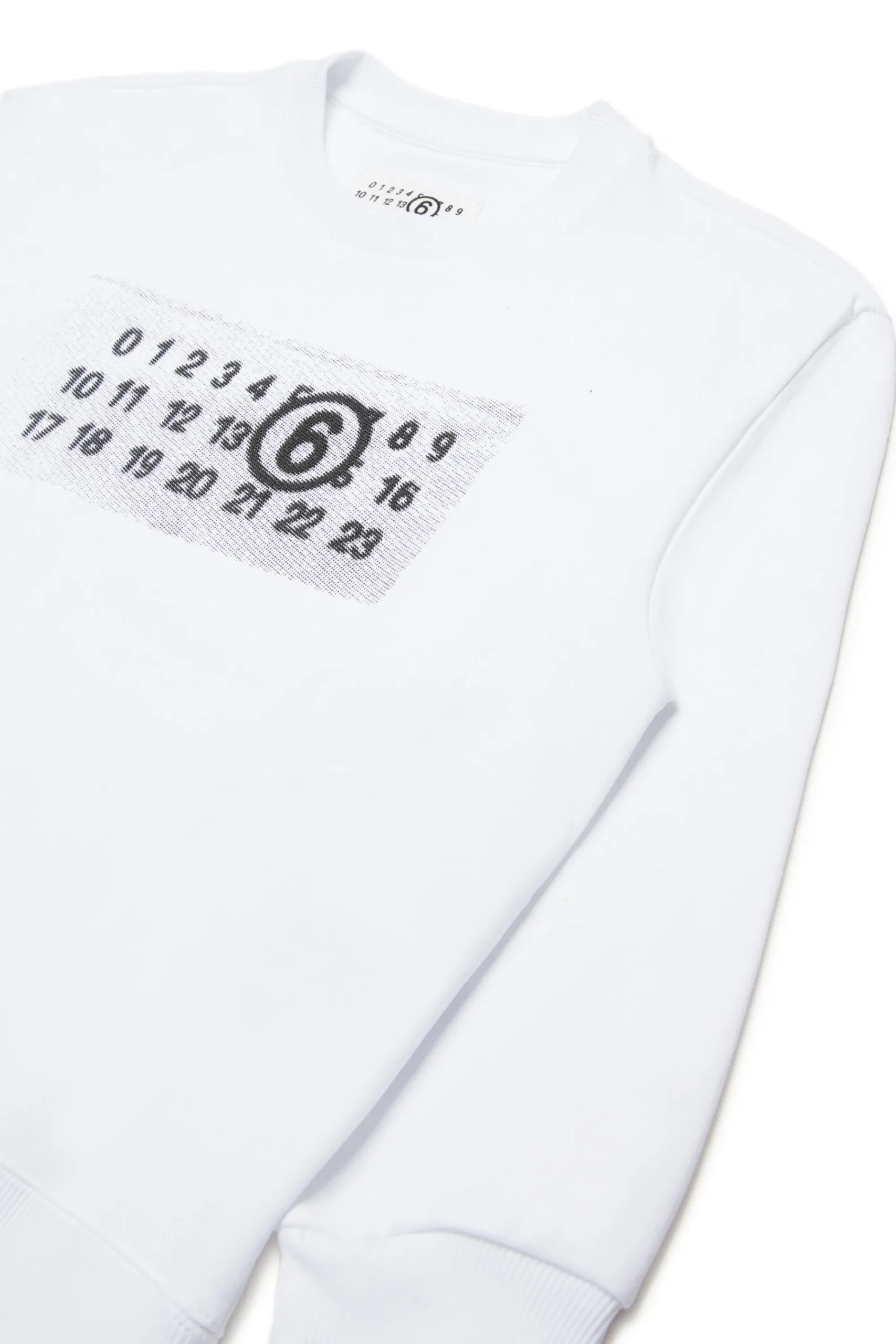 Sweatshirts | Logomania>MM6 MAISON MARGIELA Crew-neck sweatshirt branded with Numeric Logo Pixel white