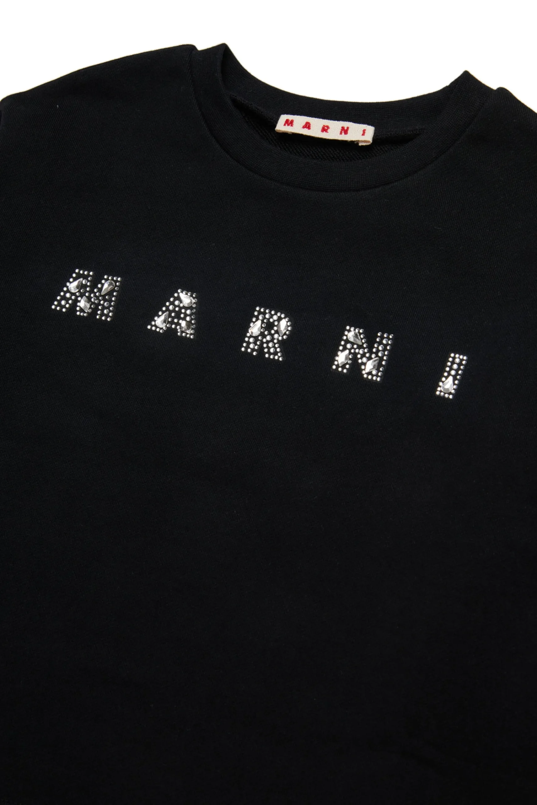 Sweatshirts | Logomania>MARNI Crew-neck sweatshirt branded in Rhinestones black