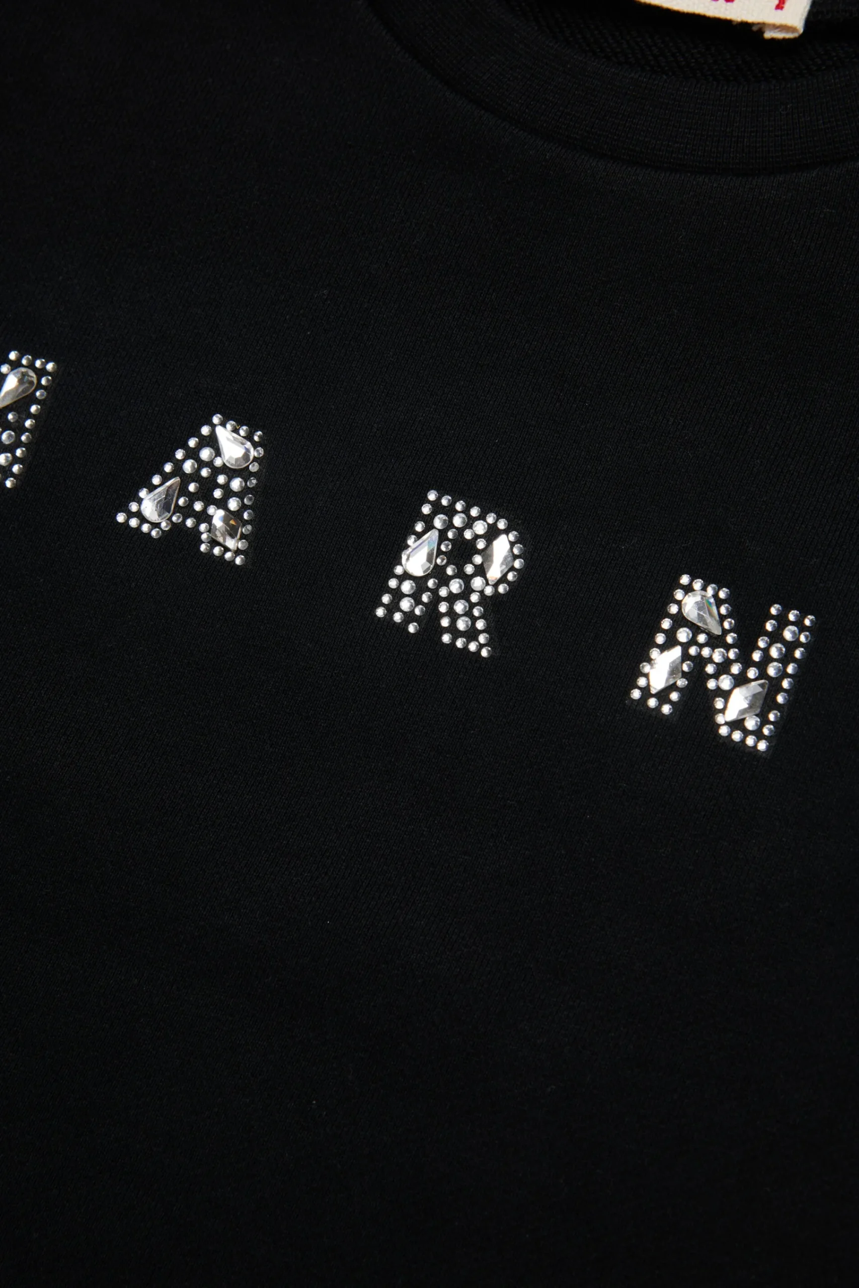 Sweatshirts | Logomania>MARNI Crew-neck sweatshirt branded in Rhinestones black
