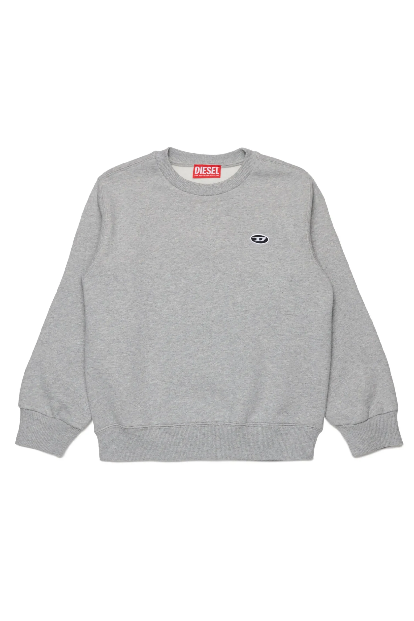 Sweatshirts>DIESEL Crew-neck sweatshirt with embroidered oval D logo grey melange
