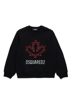 Sweatshirts | Logomania>DSQUARED2 Crew-neck sweatshirt with Maple Leaf outline black