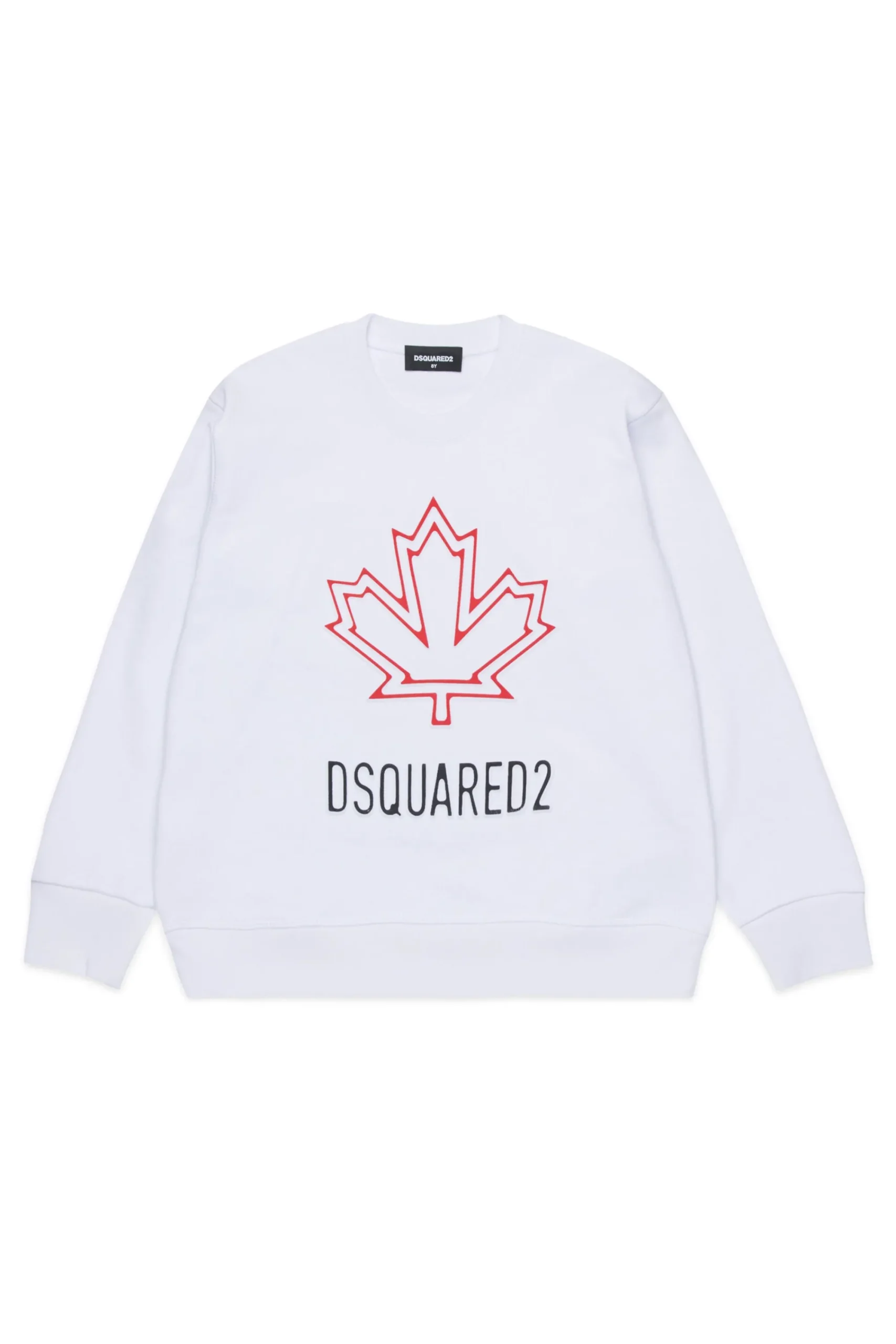 Sweatshirts | Logomania>DSQUARED2 Crew-neck sweatshirt with Maple Leaf outline white