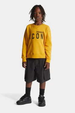 Sweatshirts | Activewear>DSQUARED2 Crew-neck sweatshirt with ICON logo mustard yellow
