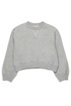 Sweatshirts | Logomania>MARNI Crew-neck sweatshirt with contrasting seams inox gray melange