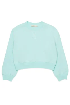 Sweatshirts | Logomania>MARNI Crew-neck sweatshirt with contrasting seams placid blue