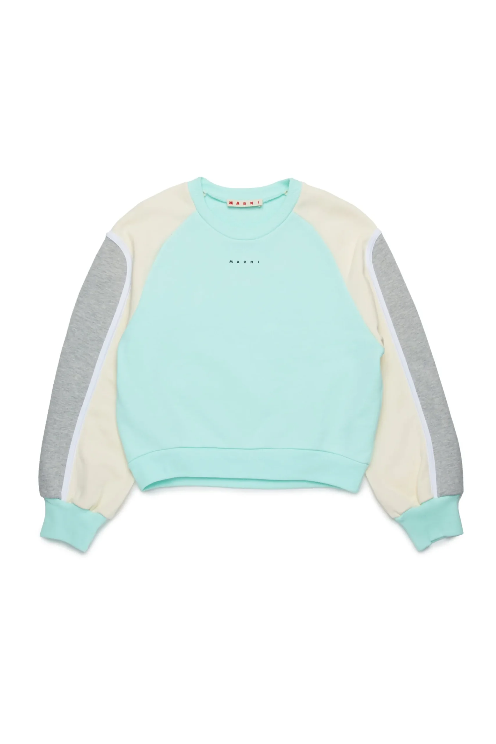 Sweatshirts | Activewear>MARNI Crew-neck sweatshirt with colorblock details placid blue