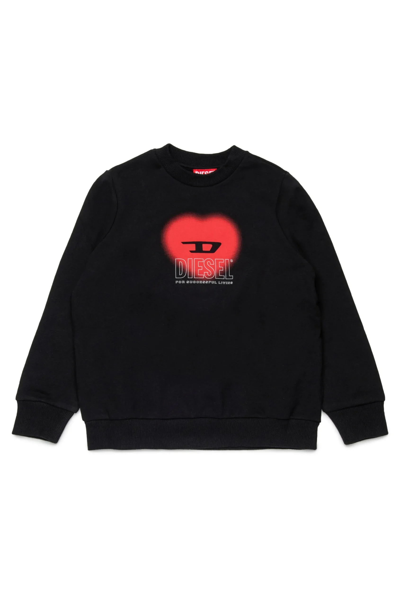 Sweatshirts>DIESEL Crew-neck sweatshirt with heart graphic black