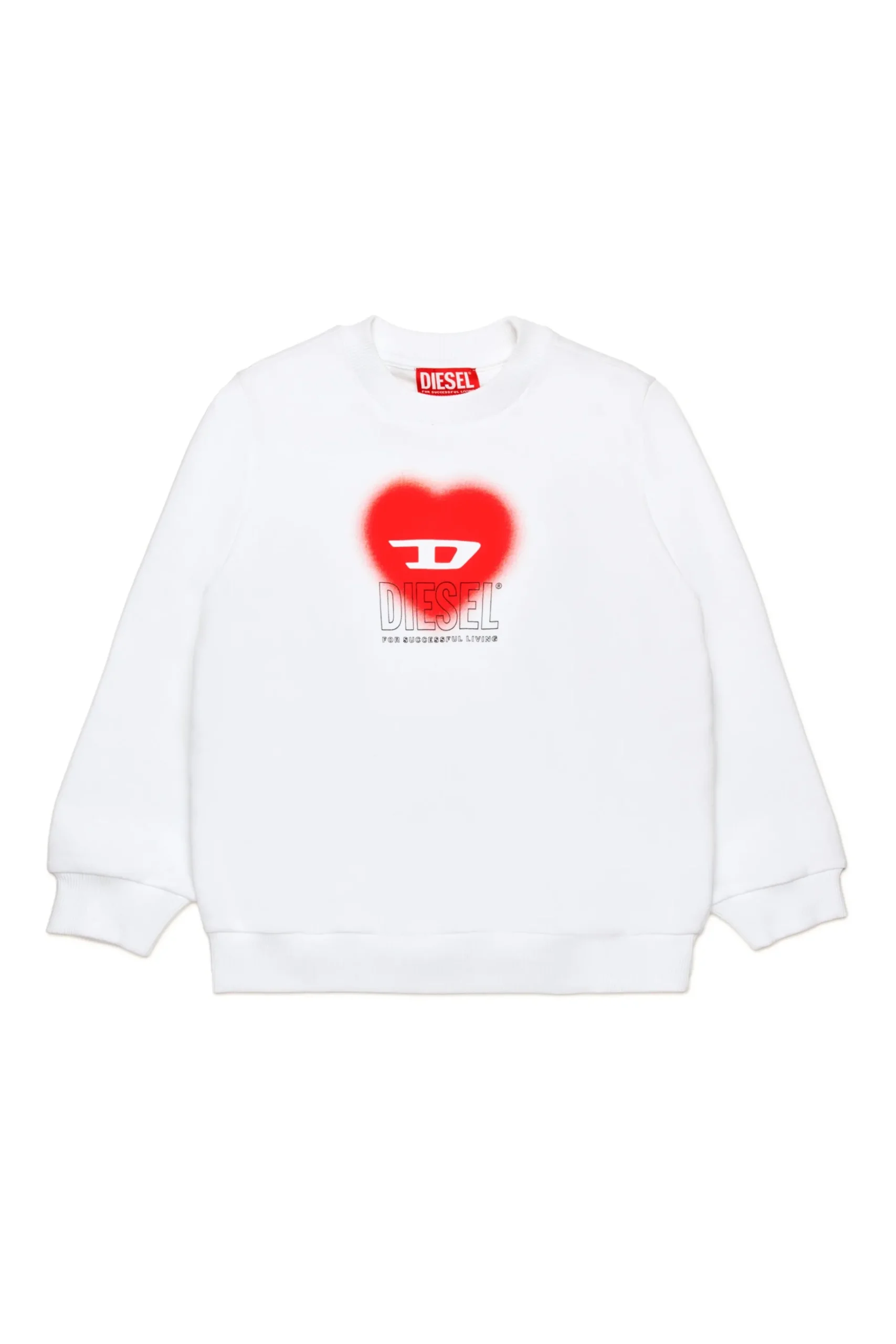 Sweatshirts>DIESEL Crew-neck sweatshirt with heart graphic white