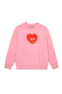 Sweatshirts>DIESEL Crew-neck sweatshirt with heart graphic pink