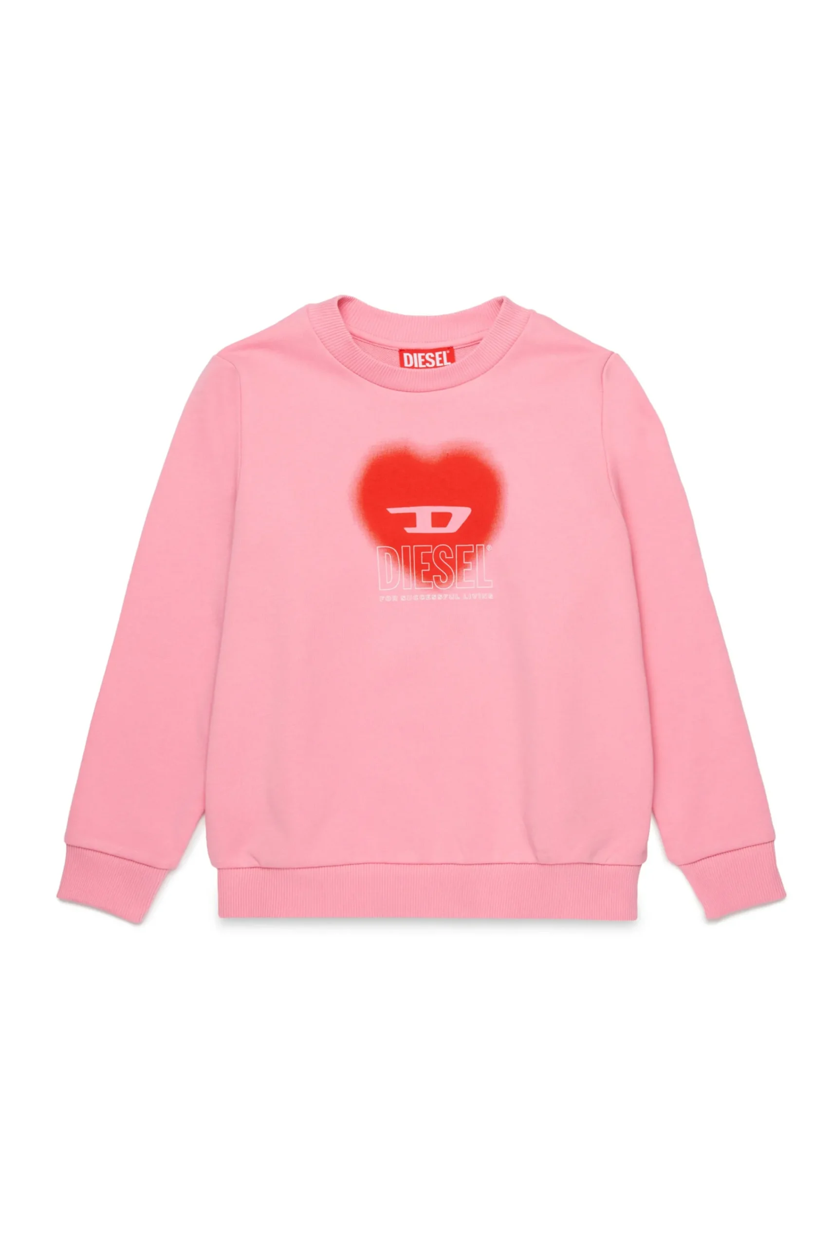 Sweatshirts>DIESEL Crew-neck sweatshirt with heart graphic pink