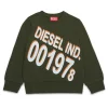 Sweatshirts | Sweatshirts>DIESEL Crew-neck sweatshirt with maxi logo print dusty olive