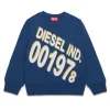 Sweatshirts | Sweatshirts>DIESEL Crew-neck sweatshirt with maxi logo print blue denim